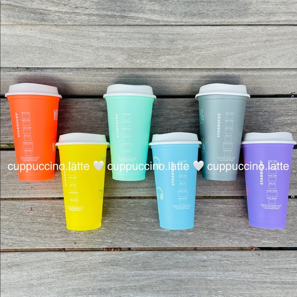 🌈NEW✏️Starbucks 2022 Back to School Emoji Icon Box of 6 Reusable Hot Cups - Picture 3 of 6